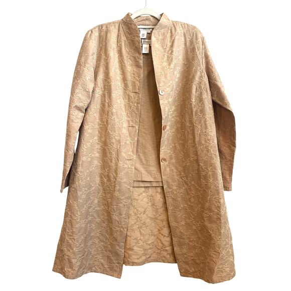 Coldwater Creek 2pc Golden Floral Linen Blend Button Coat with Matching Cami - Picture 1 of 11